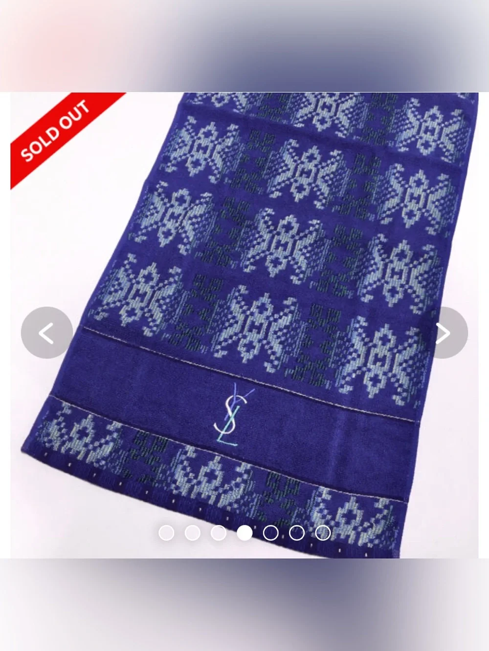 Vintage YSL Face Towel Sealed Box Blue Green Geometric Japan Uchino 100% Cotton
